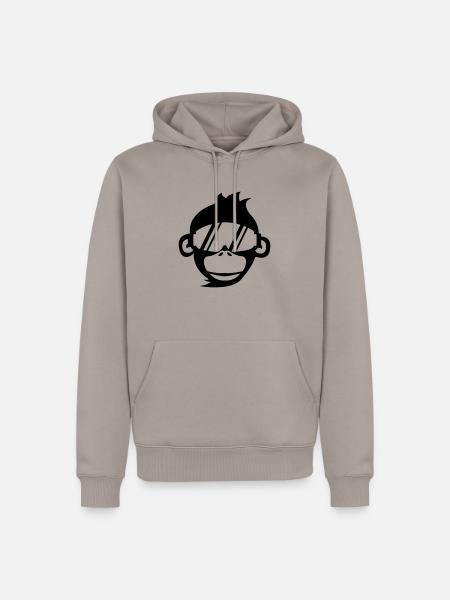 affe_skibrille_01 - Männer Premium Bio Hoodie - Taupe
