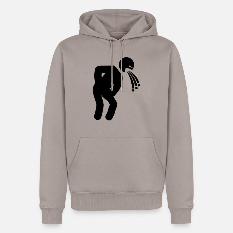 drunk_man_puke_ca1 - Männer Premium Bio Hoodie - Taupe