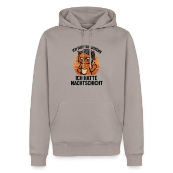 Ich Darf So Aussehen Ich Hatte Nachtschicht - Männer Premium Bio Hoodie - Taupe - Vorne - Nico (187cm)