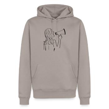 révolution des femmes - Sweat à capuche Premium bio Homme - taupe - Devant - Nico (187cm)