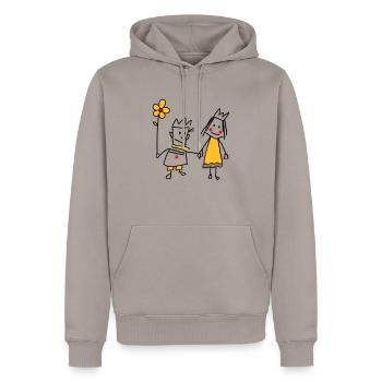 Figure de bâton amoureuse De la Reine Fleur Saint-Valentin - Sweat à capuche Premium bio Homme - taupe - Devant - Nico (187cm)