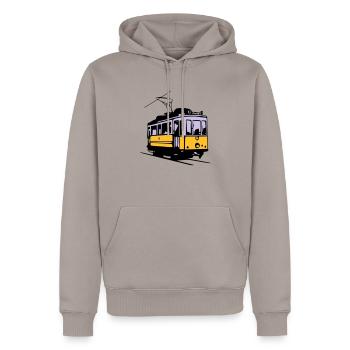 Strassenbahn / Tram - Männer Premium Bio Hoodie - Taupe - Vorne - Nico (187cm)