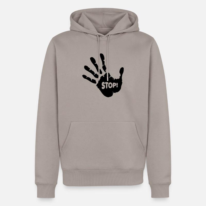 Stop Hand - Männer Premium Bio Hoodie - Taupe