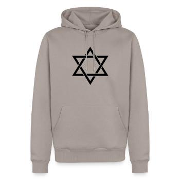 Hexagramm - Männer Premium Bio Hoodie - Taupe - Vorne - Nico (187cm)