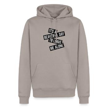 leave me alone day - Männer Premium Bio Hoodie - Taupe - Vorne - Nico (187cm)