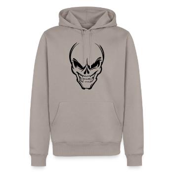 Skull - Männer Premium Bio Hoodie - Taupe - Vorne - Nico (187cm)