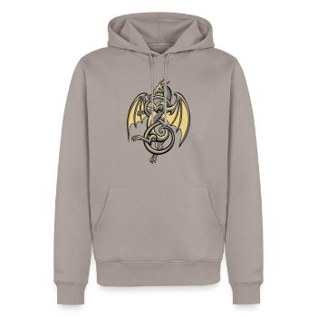 Celtic Dragon - Men’s Premium Organic Hoodie - taupe - Front - Nico (187cm)