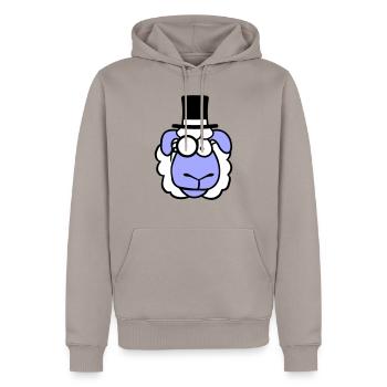 Schaf Herr Gentleman Zylinder Hut Monokel Brille - Männer Premium Bio Hoodie - Taupe - Vorne - Nico (187cm)