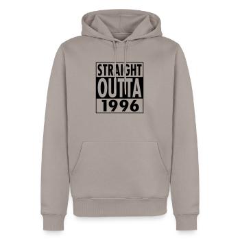 Straight Outta 1996 - Sweat à capuche Premium bio Homme - taupe - Devant - Nico (187cm)