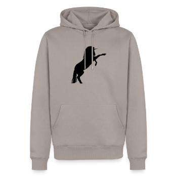Einhorn - Männer Premium Bio Hoodie - Taupe - Vorne - Nico (187cm)