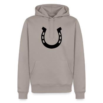 Fers à cheval - Sweat à capuche Premium bio Homme - taupe - Devant - Nico (187cm)