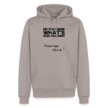 What else? - Sweat à capuche Premium bio Homme - taupe - Devant - Nico (187cm)