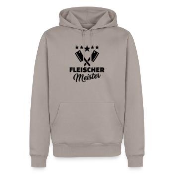 Fleischer - Männer Premium Bio Hoodie - Taupe - Vorne - Nico (187cm)