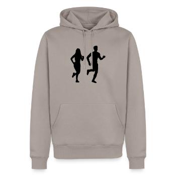 Sport - Jogger Mann Frau - Männer Premium Bio Hoodie - Taupe - Vorne - Nico (187cm)