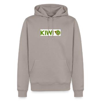 Kiwi - Männer Premium Bio Hoodie - Taupe - Vorne - Nico (187cm)