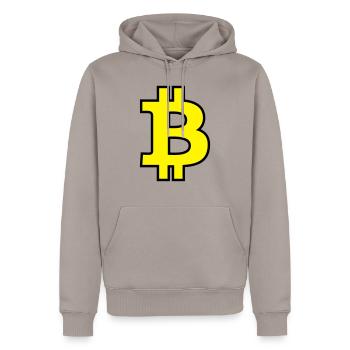 Bitcoin Satoshi Nakamoto - Männer Premium Bio Hoodie - Taupe - Vorne - Nico (187cm)
