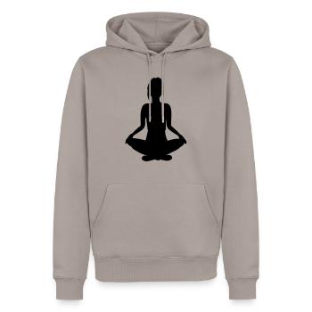 fille de yoga - Sweat à capuche Premium bio Homme - taupe - Devant - Nico (187cm)