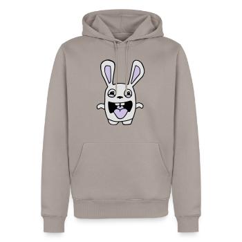 dessin lapin mignon débile style BD cartoon fun - Sweat à capuche Premium bio Homme - taupe - Devant - Nico (187cm)