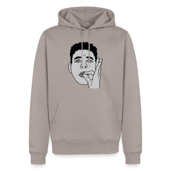 Mund küssen Handgeste Gesicht - Männer Premium Bio Hoodie - Taupe - Vorne - Nico (187cm)