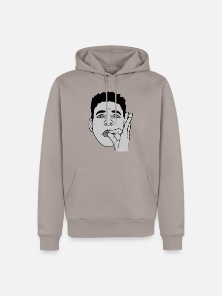 Bouche baiser main geste visage - Sweat à capuche Premium bio Homme - taupe