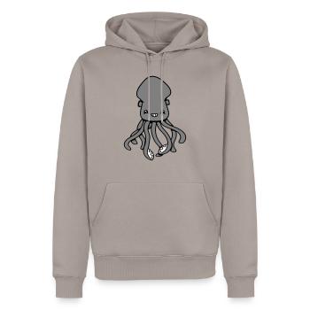Pieuvre Pieuvre Pieuvre Calmar Mignon Calmar géant Drôle - Sweat à capuche Premium bio Homme - taupe - Devant - Nico (187cm)
