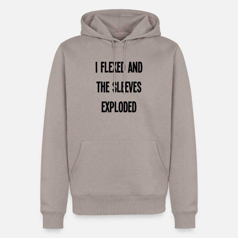 i flexed and the sleeves - Männer Premium Bio Hoodie - Taupe