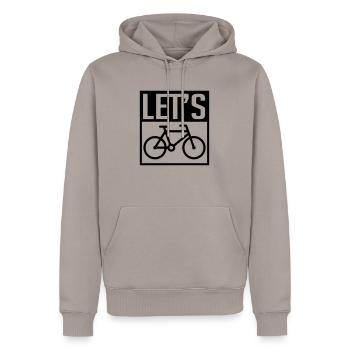 Lets bike - Männer Premium Bio Hoodie - Taupe - Vorne - Nico (187cm)