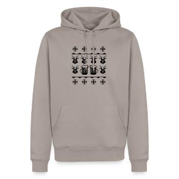 beer pixels winter - Männer Premium Bio Hoodie - Taupe - Vorne - Nico (187cm)