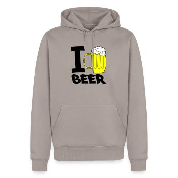 i love beer - Männer Premium Bio Hoodie - Taupe - Vorne - Nico (187cm)