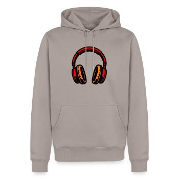 Kopfhörer Symbol Musik - Männer Premium Bio Hoodie - Taupe - Vorne - Nico (187cm)