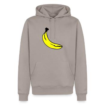 banane01 - Sweat à capuche Premium bio Homme - taupe - Devant - Nico (187cm)