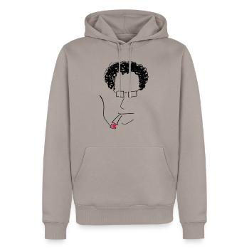 SMOKE BRAIN HPSTR - Männer Premium Bio Hoodie - Taupe - Vorne - Nico (187cm)