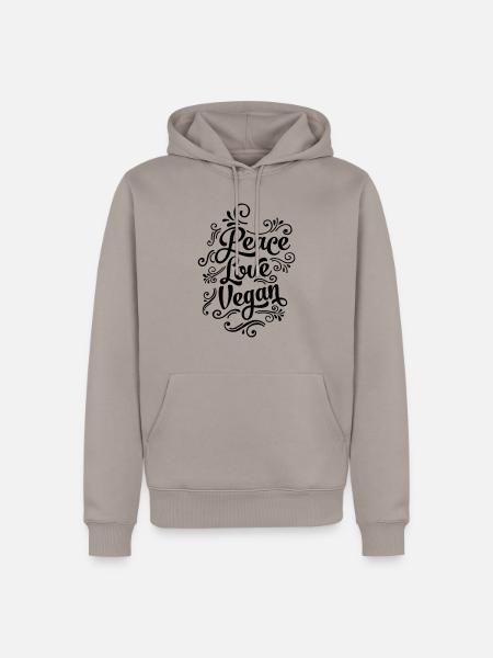 Peace - Love - Vegan - Männer Premium Bio Hoodie - Taupe