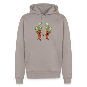 Karotten Möhren Freunde Team Comic Lustig - Männer Premium Bio Hoodie - Taupe - Vorne - Nico (187cm)