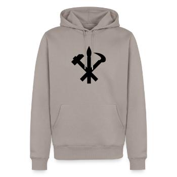 Nordkorea DPRK Wappen Symbol - Männer Premium Bio Hoodie - Taupe - Vorne - Nico (187cm)