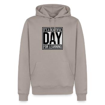 belle journée pour apprendre - Sweat à capuche Premium bio Homme - taupe - Devant - Nico (187cm)