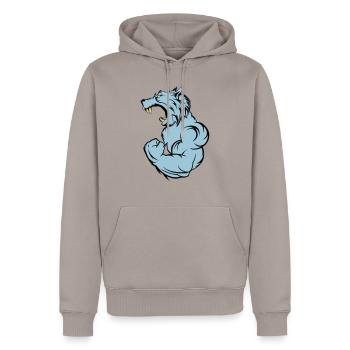 wolf_beast_2 - Männer Premium Bio Hoodie - Taupe - Vorne - Nico (187cm)