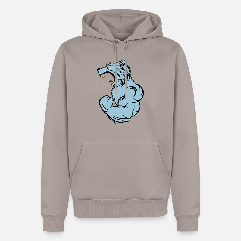 wolf_beast_2 - Sweat à capuche Premium bio Homme - taupe