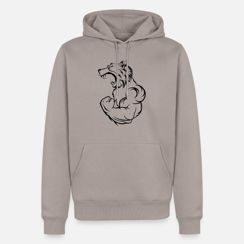wolf_beast - Männer Premium Bio Hoodie - Taupe