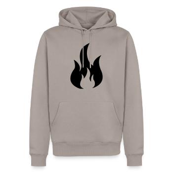 fire - Männer Premium Bio Hoodie - Taupe - Vorne - Nico (187cm)