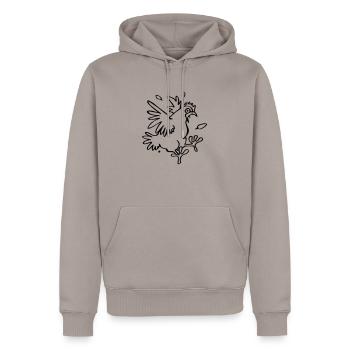 Aufgescheuchtes Huhn - Männer Premium Bio Hoodie - Taupe - Vorne - Nico (187cm)