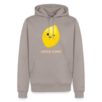 Liebevolle Zitrone - Männer Premium Bio Hoodie - Taupe - Vorne - Nico (187cm)