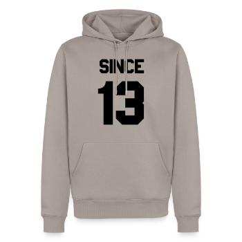 Together since Paarshirt - Männer Premium Bio Hoodie - Taupe - Vorne - Nico (187cm)