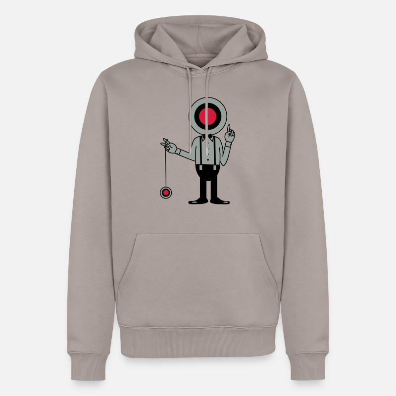 Mann mit Zielscheibe und Jojo - Männer Premium Bio Hoodie - Taupe