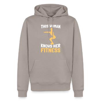Fitness Training Gym Workout Poids - Sweat à capuche Premium bio Homme - taupe - Devant - Nico (187cm)