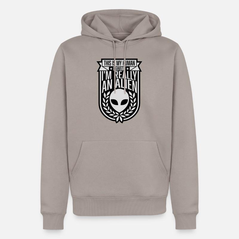 Citation extraterrestre de costume humain - Sweat à capuche Premium bio Homme - taupe