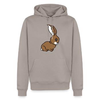 Hase Häschen süß niedlich klein freundlich knuffig - Männer Premium Bio Hoodie - Taupe - Vorne - Nico (187cm)