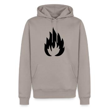 Flamme - Männer Premium Bio Hoodie - Taupe - Vorne - Nico (187cm)
