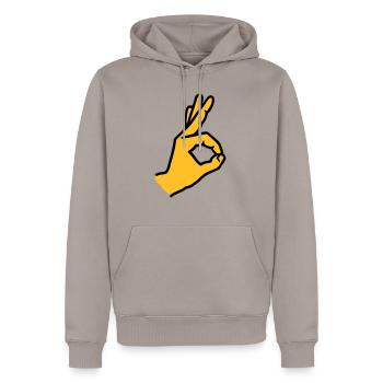 Doigt - Sweat à capuche Premium bio Homme - taupe - Devant - Nico (187cm)