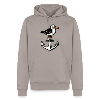 Bande dessinée Seagull Anchor - Sweat à capuche Premium bio Homme - taupe - Devant - Nico (187cm)